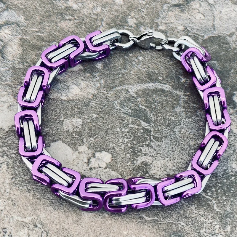 Daytona Bracelet - Purple & Silver - Deluxe - 1/4 inch wide - B30 CLEARANCE