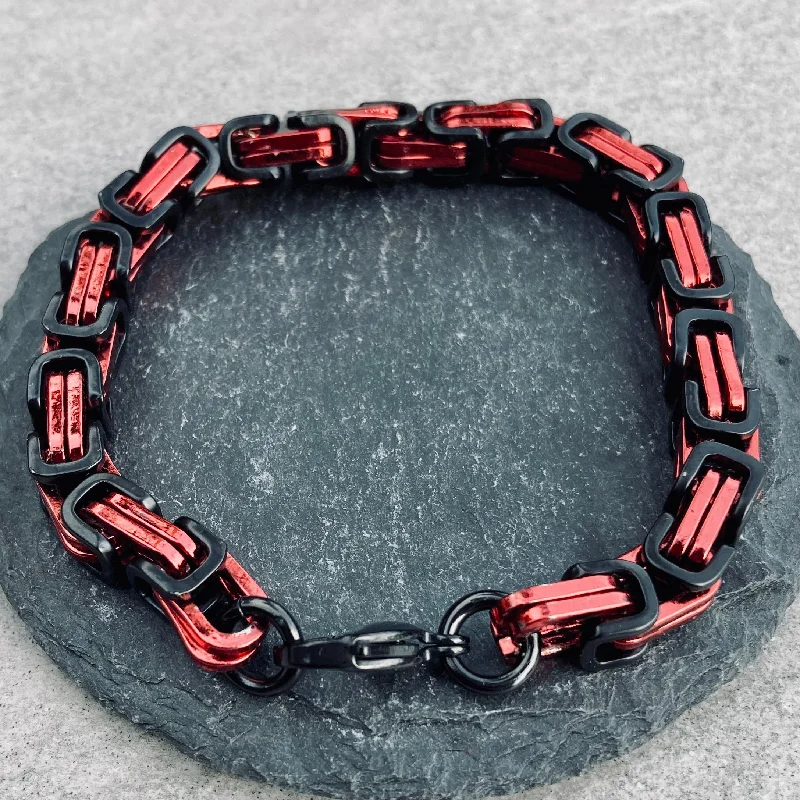 Daytona Bracelet - Red & Black - Deluxe - 1/4 inch wide - B31