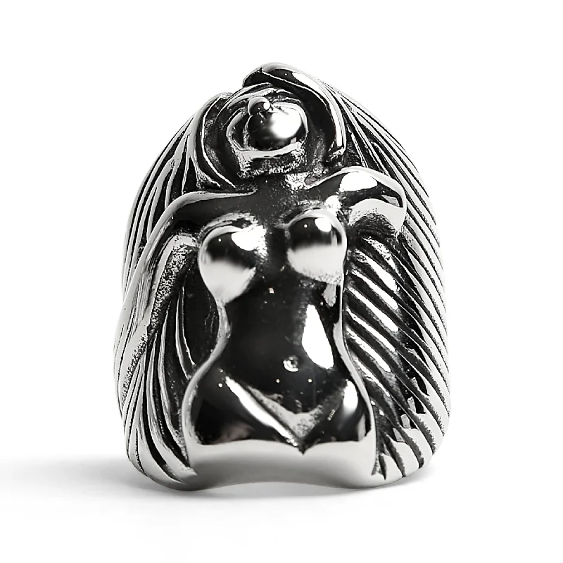 Stainless Steel Nude Goddess Ring / SCR3072