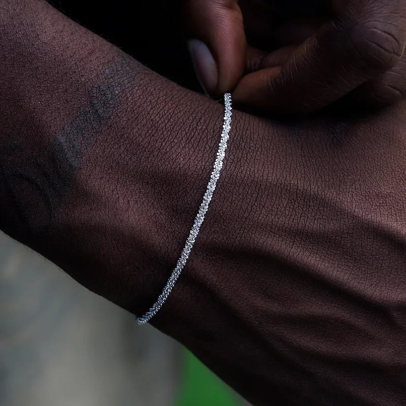 Popcorn Bracelet in White Gold- 2mm