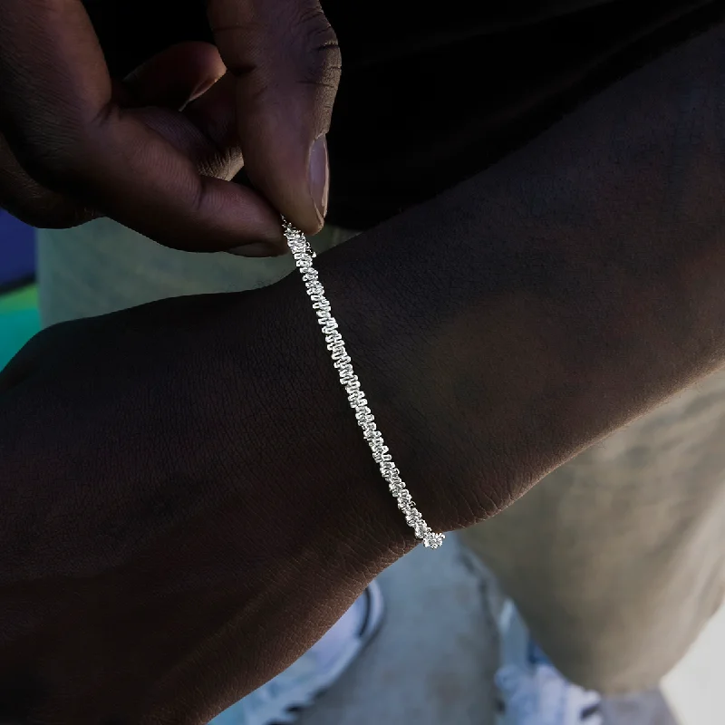 Popcorn Bracelet in White Gold- 4mm