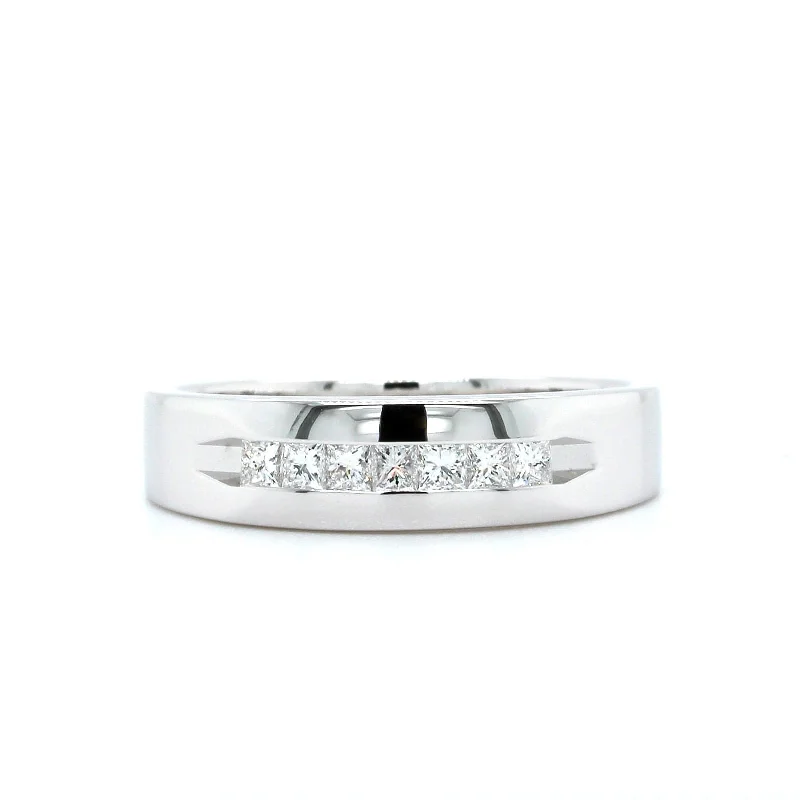 18K White Gold Princess Cut Diamond Band