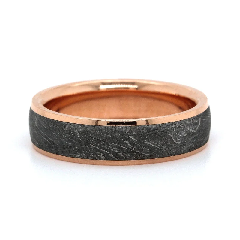 14K Rose Gold and Gibeon Meteorite Wedding Band