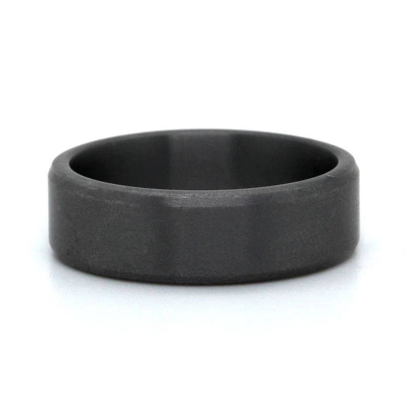 Tantalum Satin Finish Beveled Edge Wedding Ring