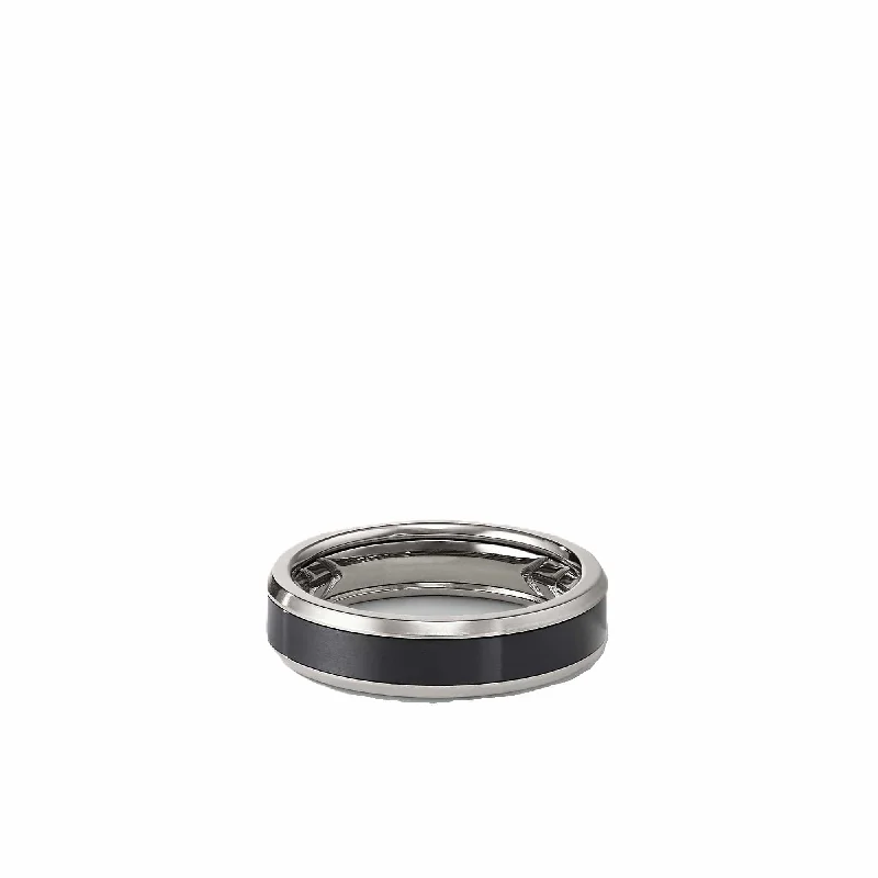 Beveled Band Ring in Grey Titanium with Black Titanium