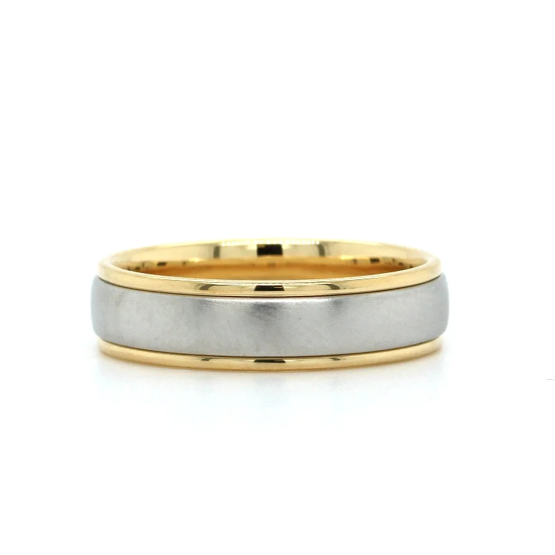 18K Yellow Gold and Platinum Satin Center Band