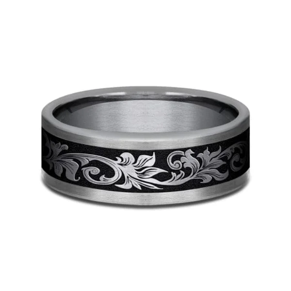 Grey Tantalum Vintage Script Design Band