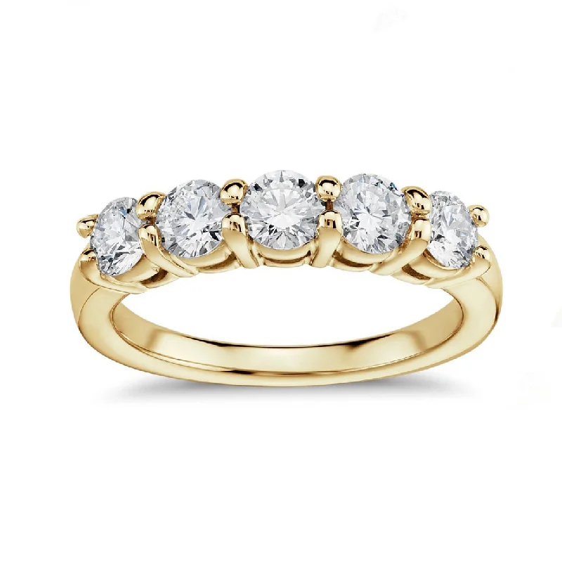 Lab Grown Yellow Gold Five Stone Diamond Band