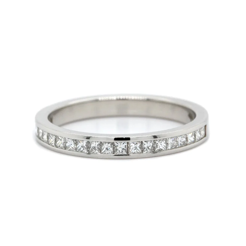 Platinum Channel Set Princess Cut Diamond Band