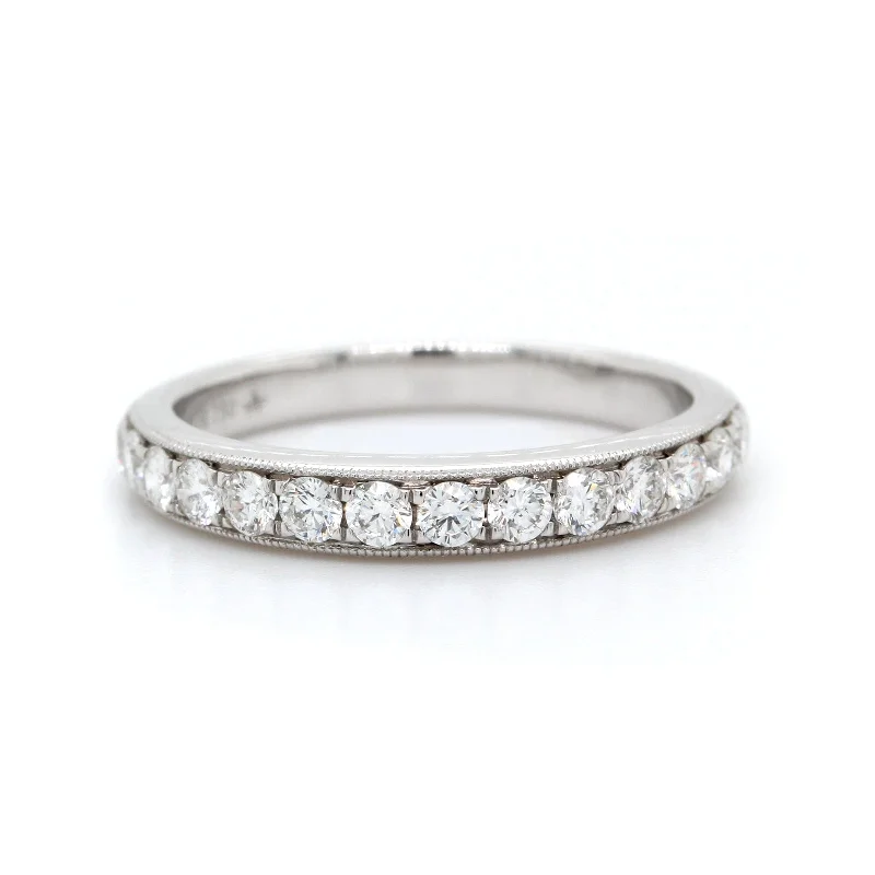 18K White Gold Bead Set Diamond Band