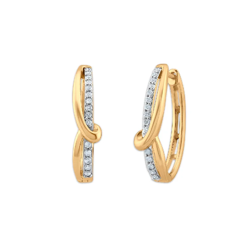 1/4 CTW Diamond Hoop Earrings in 10KT Yellow Gold