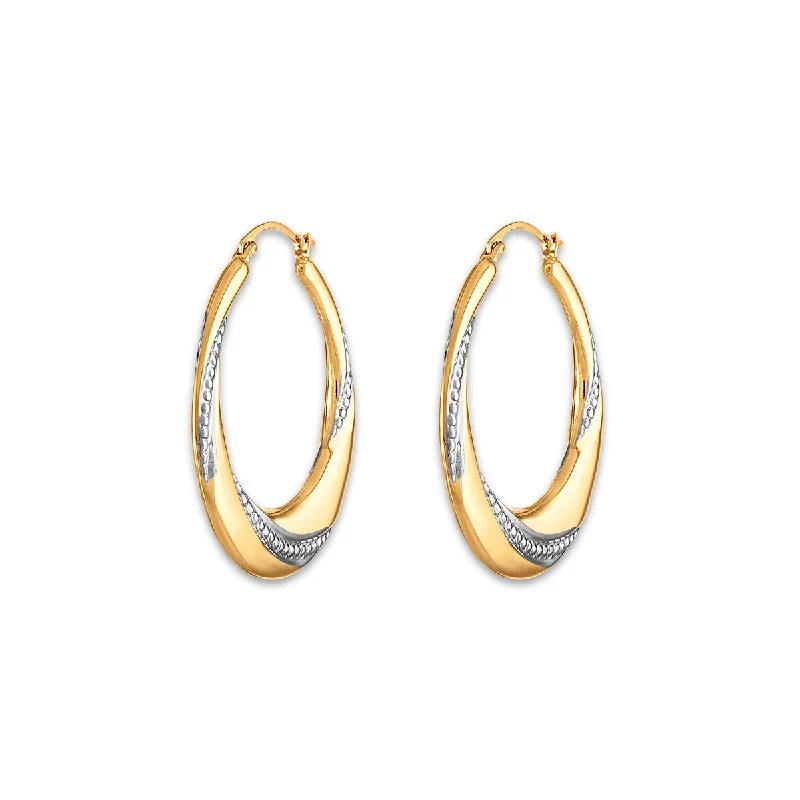 10KT Yellow Gold With Rhodium Plating 29MM Hoop Earrings