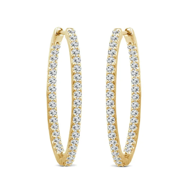 EcoLove 1 CTW Lab Grown Diamond In & Out Hoops in 14KT Yellow Gold