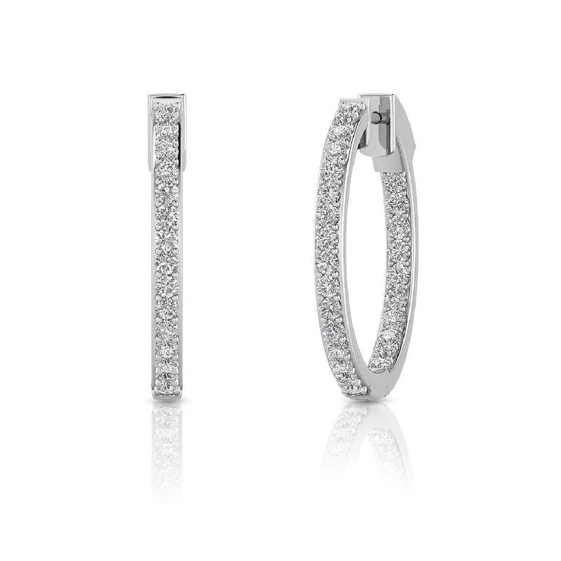 EcoLove 1 CTW Lab Grown Diamond In & Out Hoops in014KT White Gold