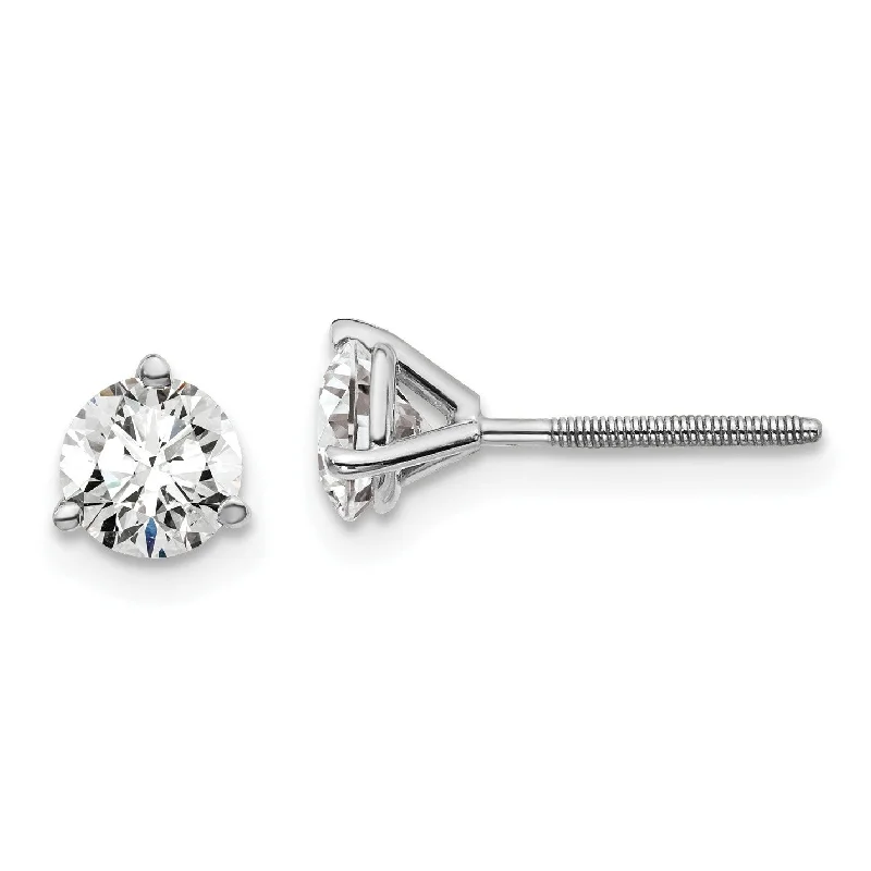 EcoLove 1 CTW Round GHI or IGI or GSI Certified Lab Grown Diamond Stud Screwback Earrings in 14KT White Gold