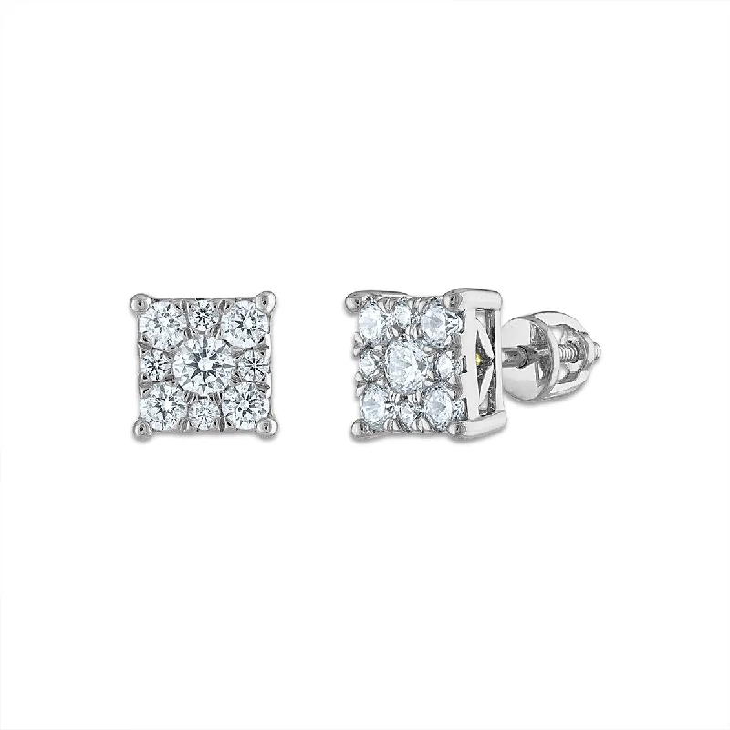 EcoLove 3/4 CTW Lab Grown Diamond Cluster Stud Earrings in 14KT White Gold