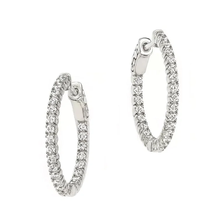 Forevermark White Gold Inside Outside Diamond Hoop Earrings