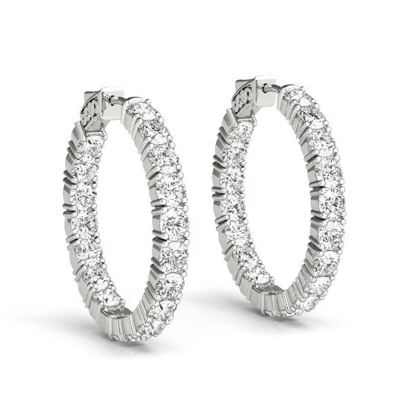 Forevermark White Gold Inside Outside Diamond Hoop Earrings