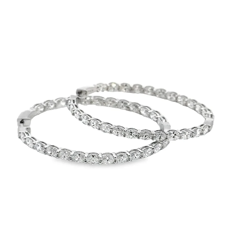 Lab Grown 10.00 Cttw. White Gold Diamond Hoop Earrings