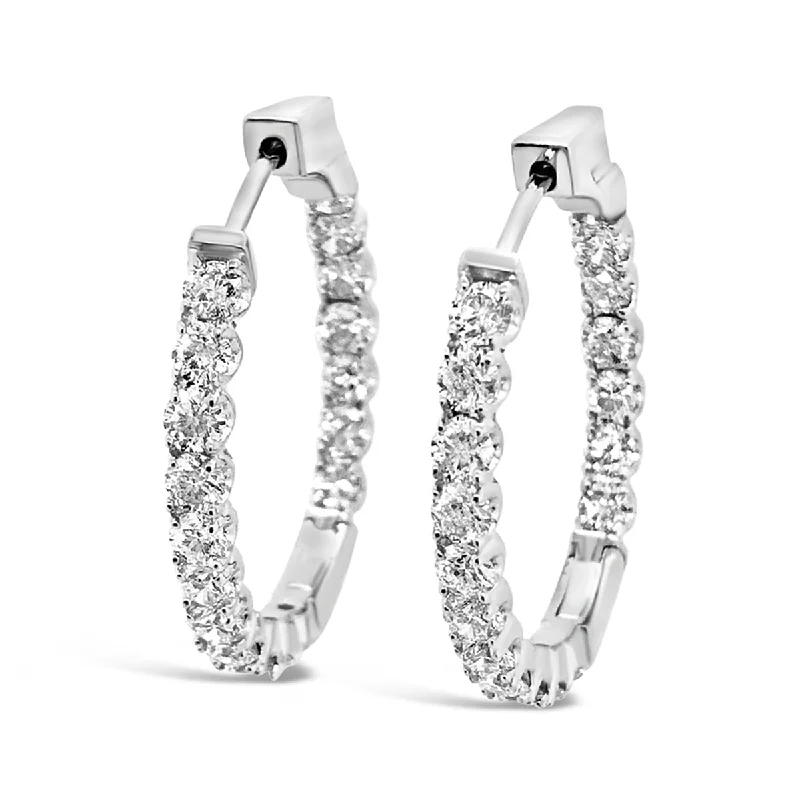 Lab Grown 10.00 Cttw. White Gold Diamond Inside Outside Hoop Earrings