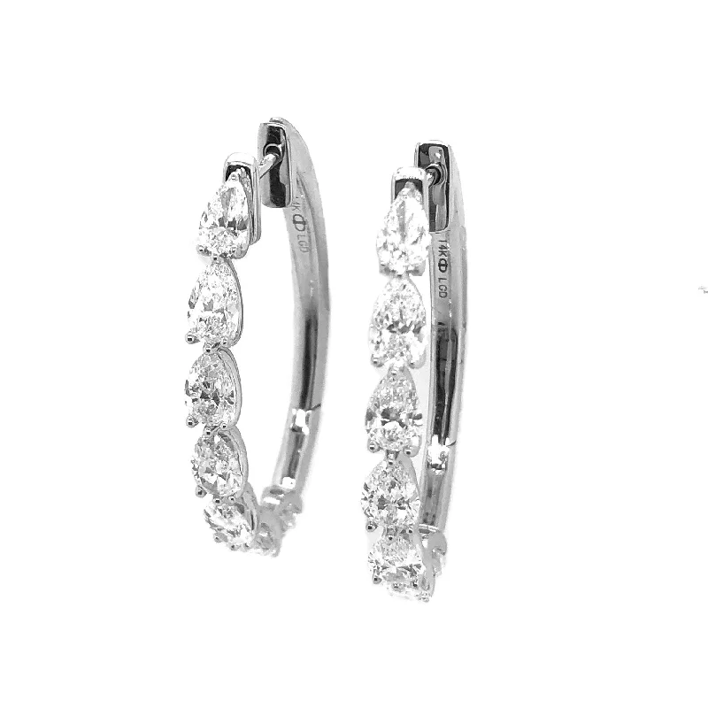 Lab Grown 4.00 Cttw. White Gold Diamond Hoop Earrings