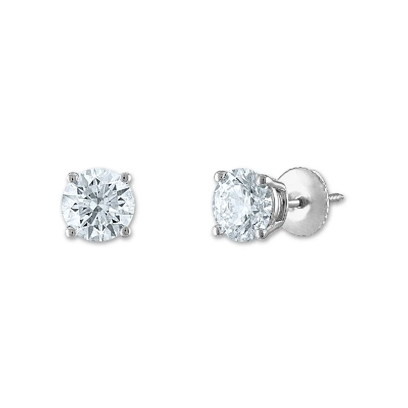 Signature Certificate EcoLove 1-1/4 CTW Round Lab Grown Diamond Solitaire Stud Earrings in 14KT White Gold