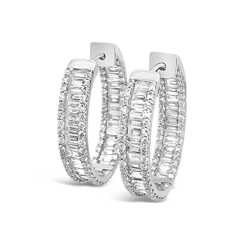 White Gold Inside Outside Diamond Hoop Earrings