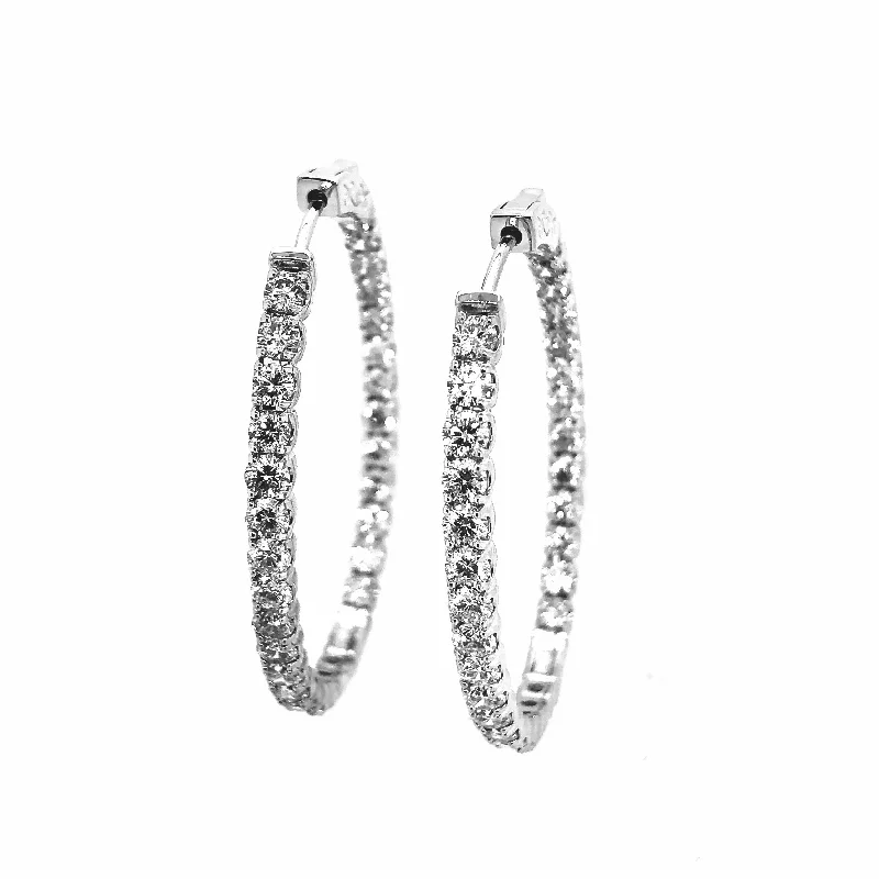 White Gold Inside Outside Diamond Hoop Earrings