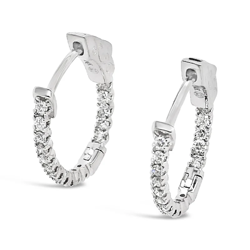 White Gold Inside Outside Diamond Hoop Earrings