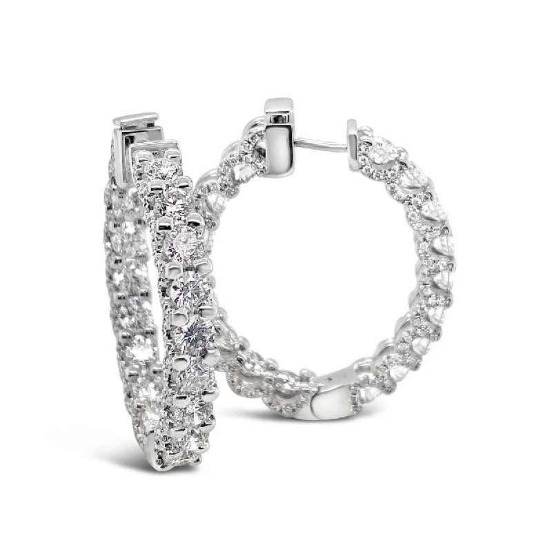 White Gold Inside Outside Diamond Hoop Earrings