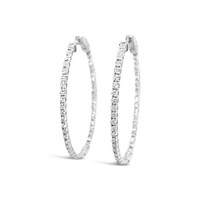 White Gold Inside Outside Diamond Hoop Earrings