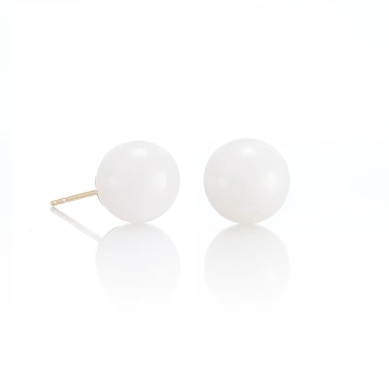 10mm White Jade Earrings