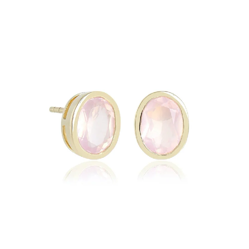 Joan Stud Earrings in Rose Quartz