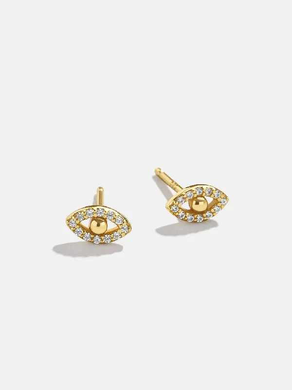 Silma 18K Gold Earrings - Mini Evil Eye