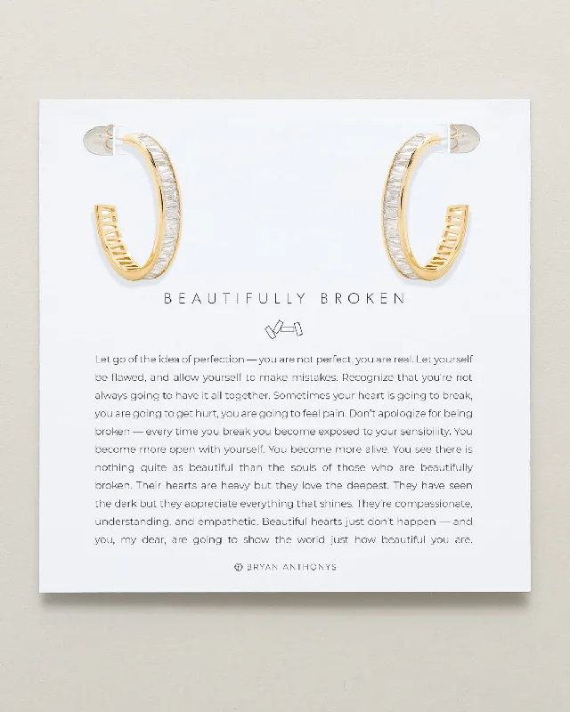 Beautifully Broken Baguette Midi Hoop Earrings