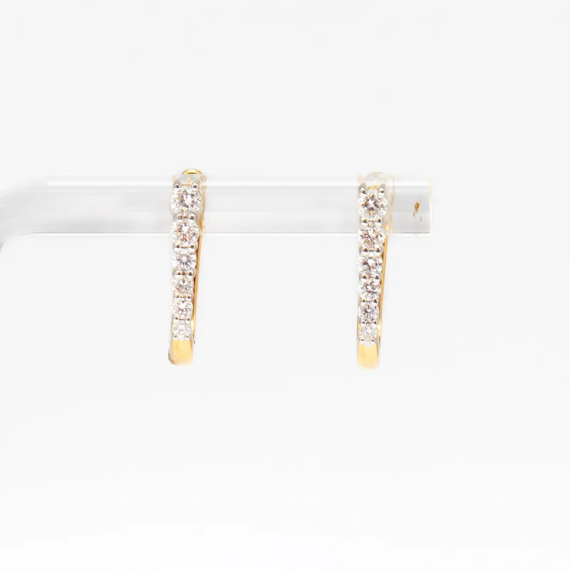 Diamond Half Paperclip Yellow Gold Huggie Hoops