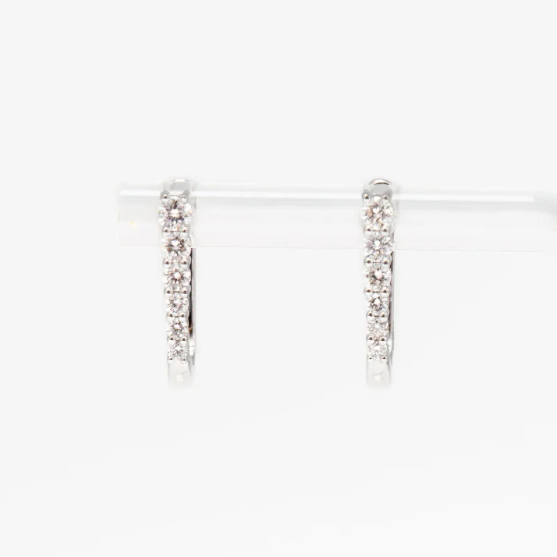 Diamond Half Paperclip White Gold Huggie Hoops