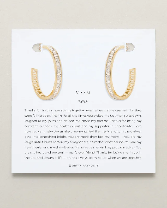 Mom Baguette Maxi Hoop Earrings