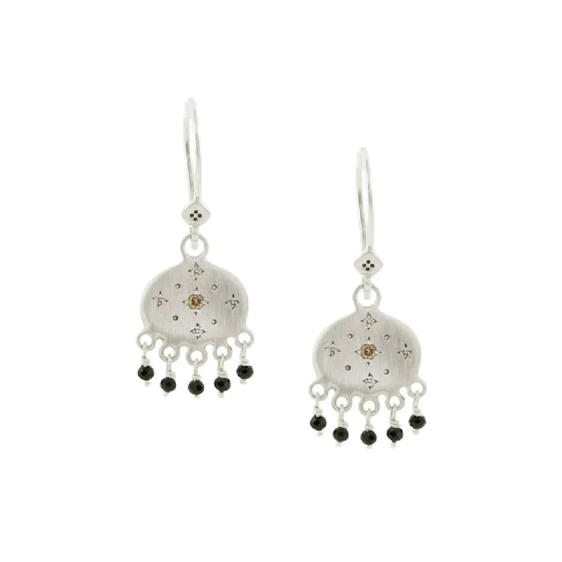 Spinel & Champagne Diamond New Moon Earrings