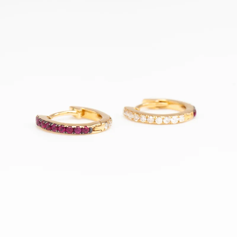 Ruby & Diamond Reversible Huggie Hoops