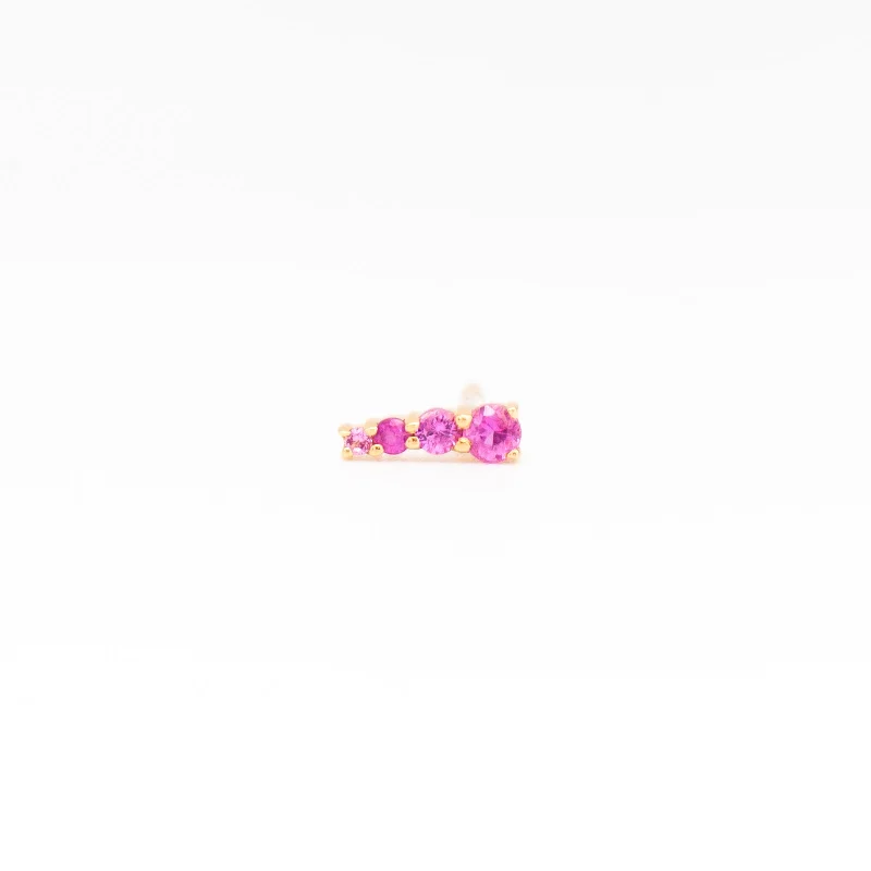 Single Pink Sapphire Petite Curve Stud