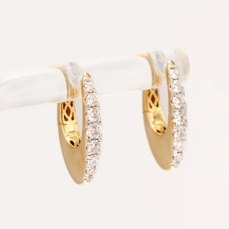 Small Pavé Diamond Ellipse Huggie Hoops