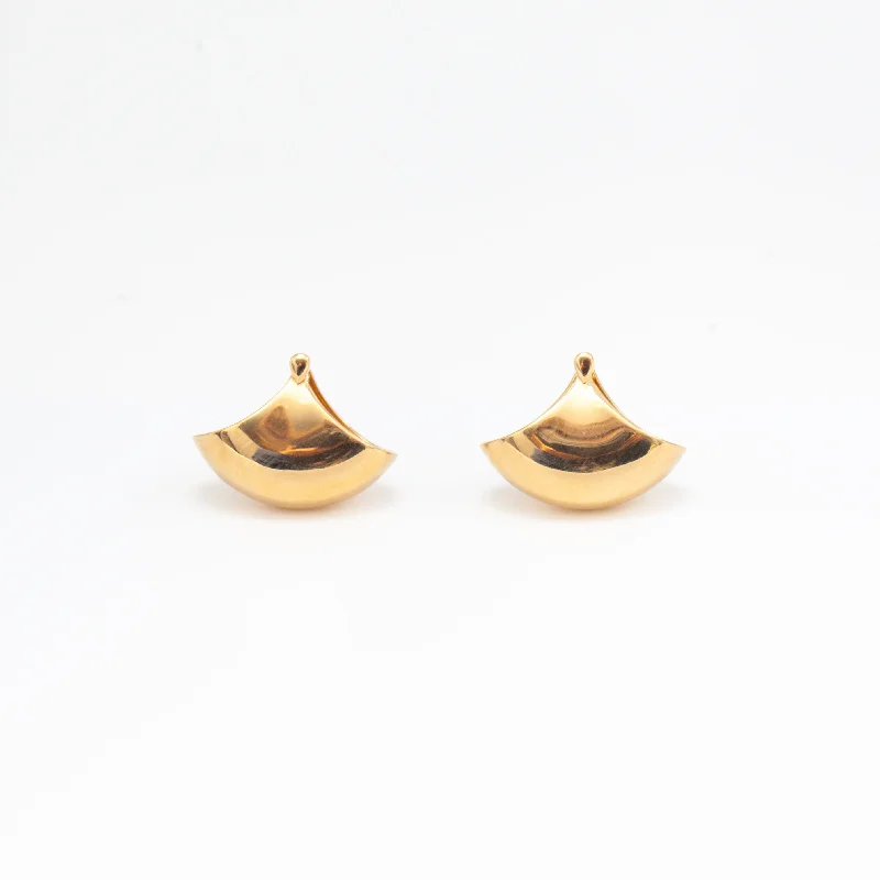 Solid Gold Huggie Fan Earrings