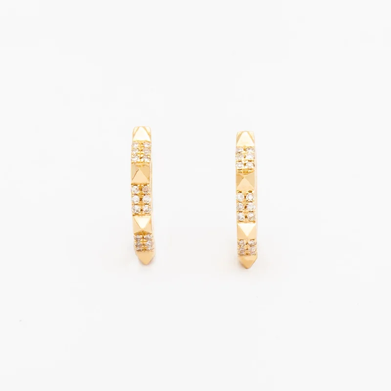 Spiked Pavé Huggie Hoops