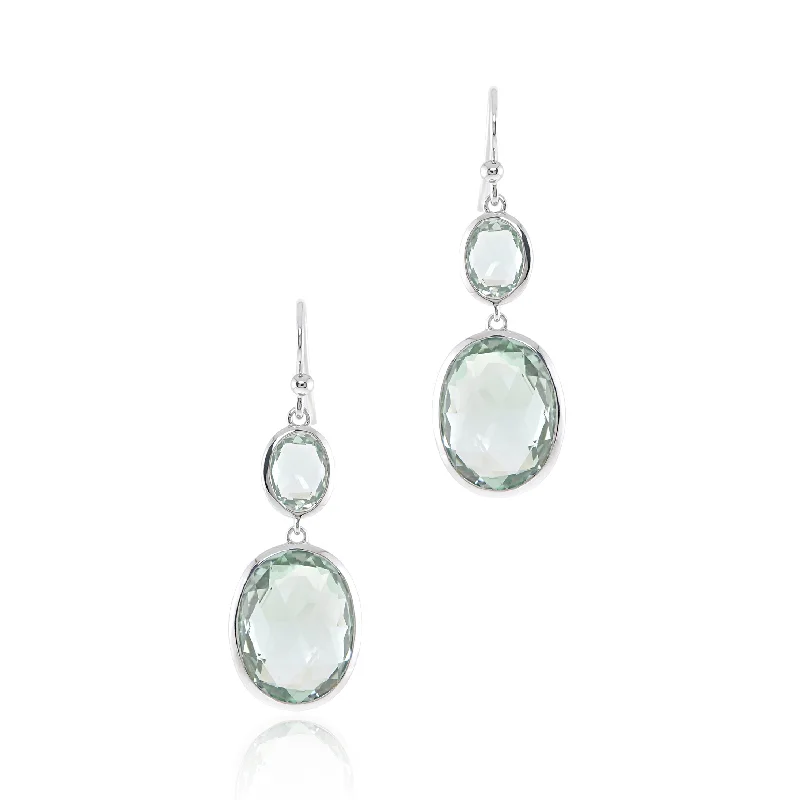 Raindrop Earrings in Green Amethysts