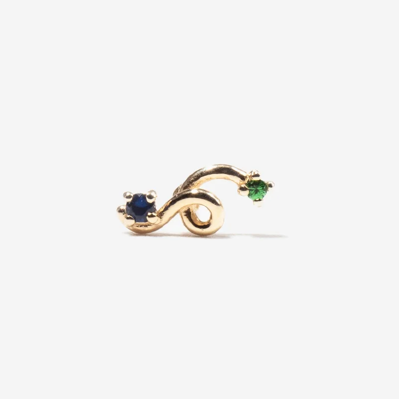 Tsavorite and Blue Sapphire Mini Loop Earring