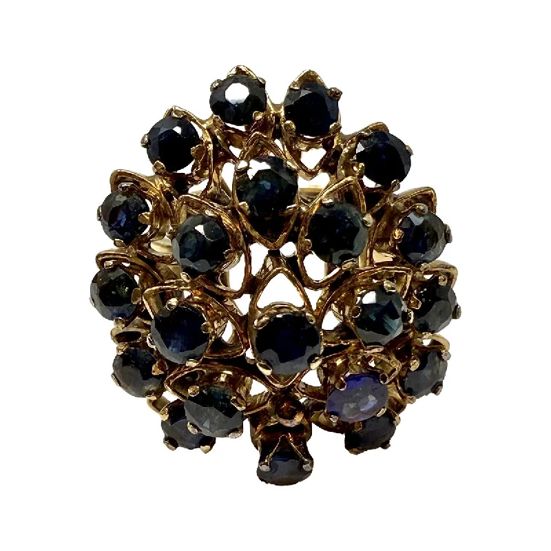 14K Gold Sapphire Cluster Ring