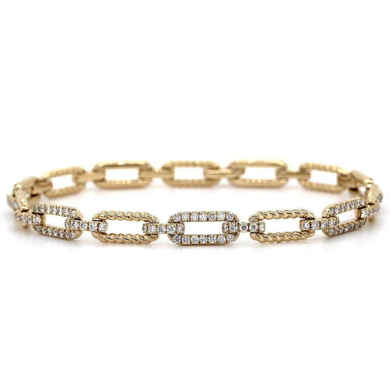 14K Yellow Gold Paperclip Diamond Bracelet