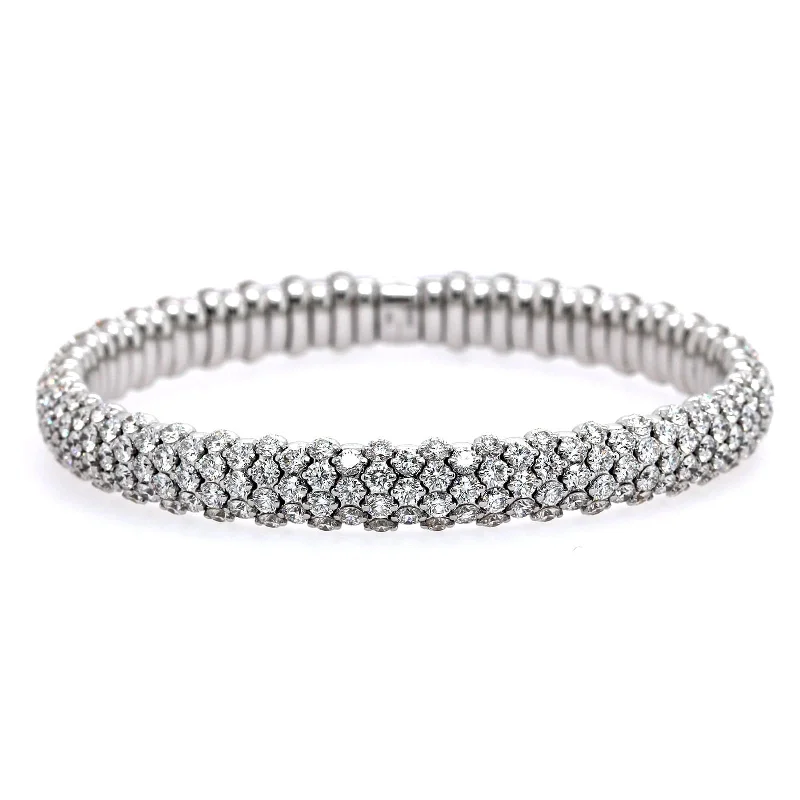 18K White Gold Pave Diamond Stretch Bracelet