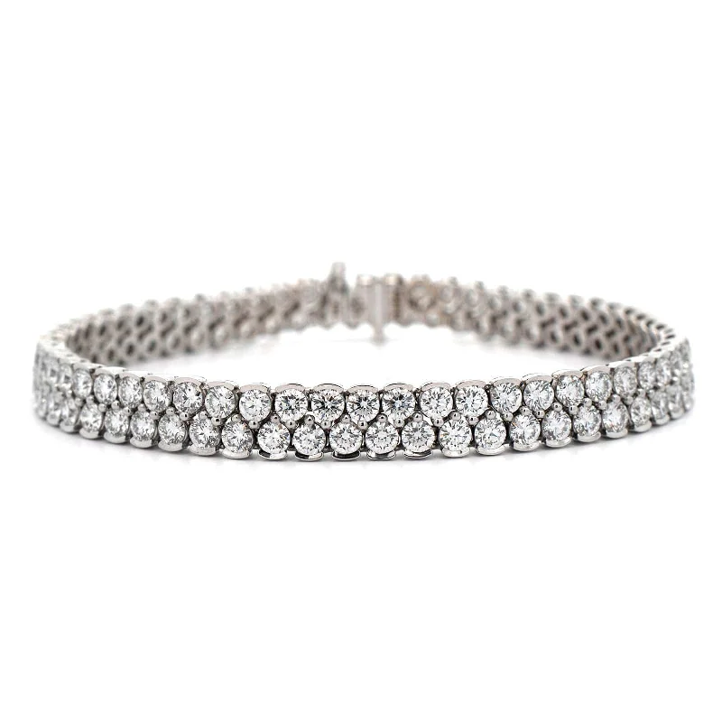 18K White Gold Two Row Semi Bezel Diamond Bracelet